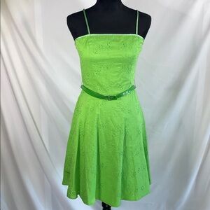 Steppin Out Lime Green Eyelet Sleeveless Summer Dress Size 7/8